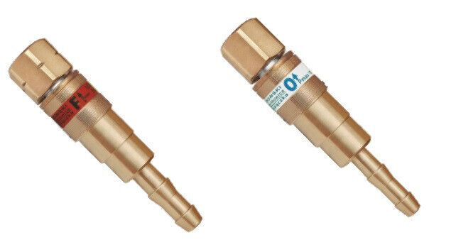 Schnellkupplung 4mm Tülle Acetylen/Propan Sauerstoff mit Kupplungsstift SET